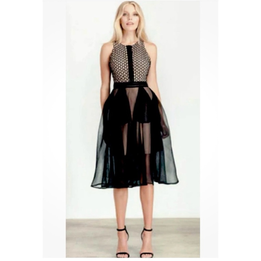 Elliatt Convert Dress sz: XS Black Mesh Halter Cocktail Party Fit & Flare